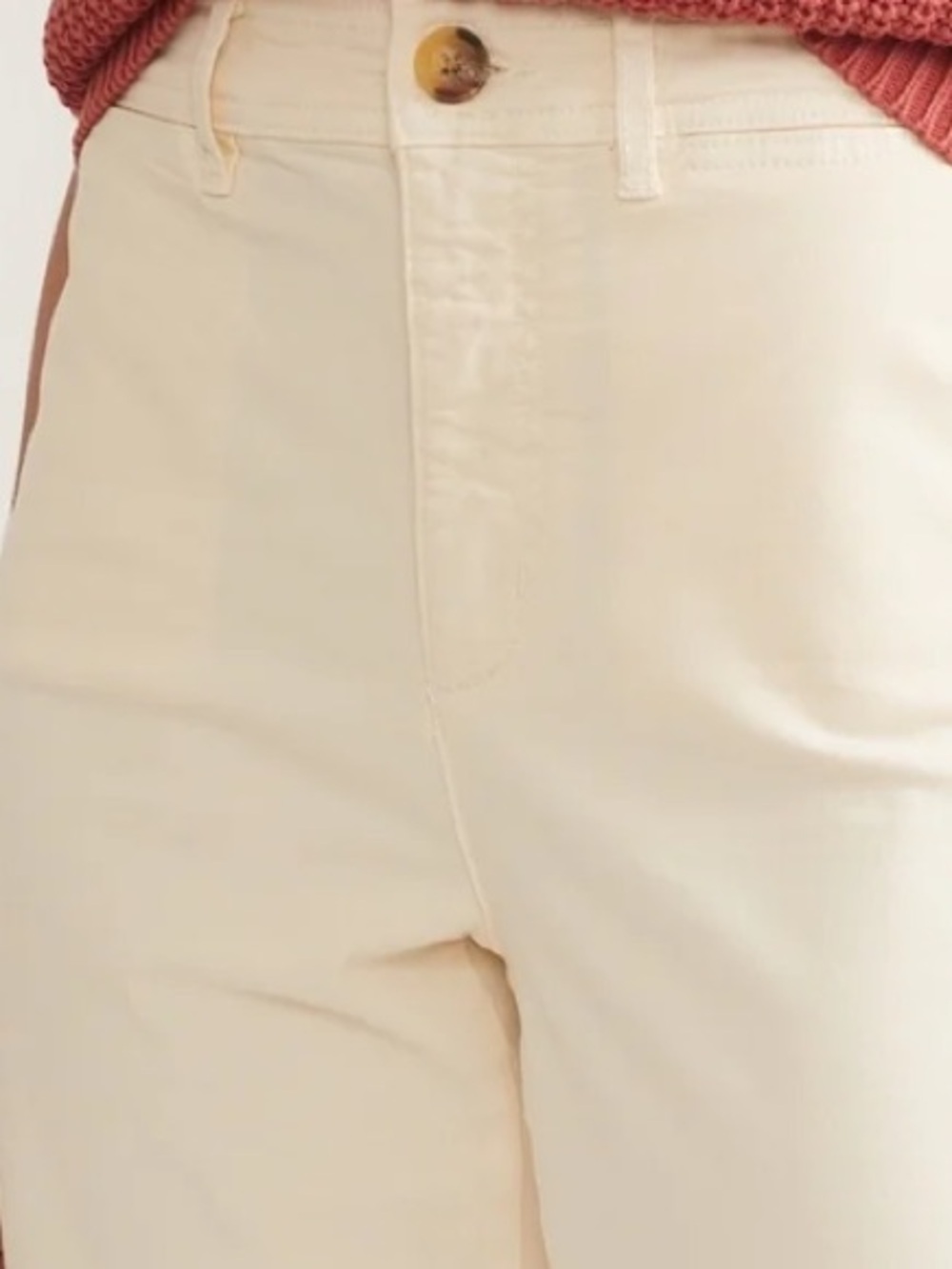 Marine Layer Wide Leg Pant Cream Pants with Raw Hem Detail - Picture 5 of 6
